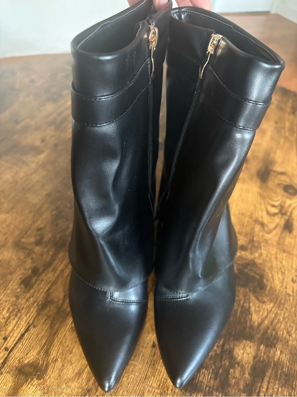 Fashion Nova Black Pointed Toe Heeled Boots